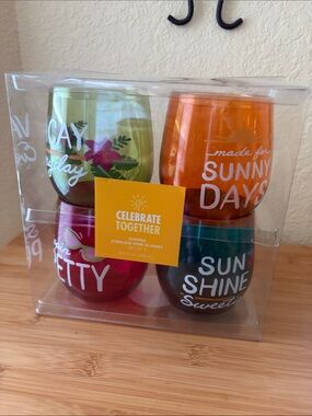 Celebrate Together Summer stemless Wine Glasses - Multi Color (Set of 4)